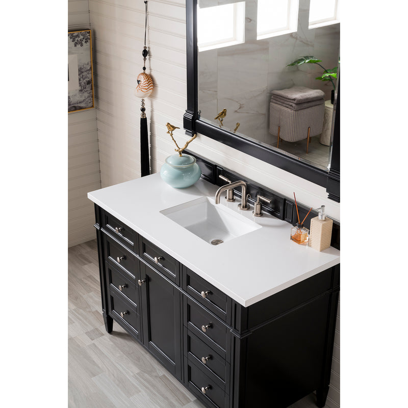 James Martin Brittany 48" Black Onyx Single Vanity with 3 cm Classic White Quartz Top 650-V48-BKO-3CLW