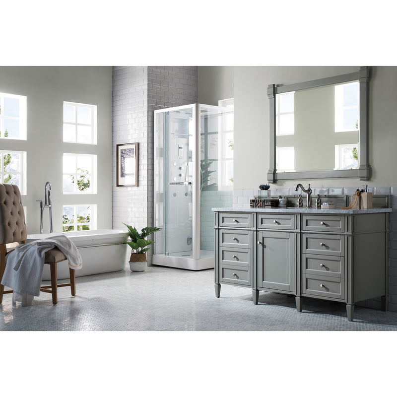 James Martin Brittany 60" Urban Gray Single Vanity with 3 cm Carrara Marble Top 650-V60S-UGR-3CAR