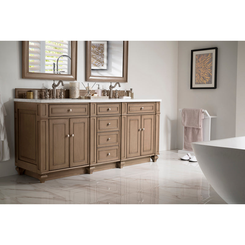 James Martin Bristol 72" Double Vanity Whitewashed Walnut with 3 cm Arctic Fall Solid Surface Top 157-V72-WW-3AF