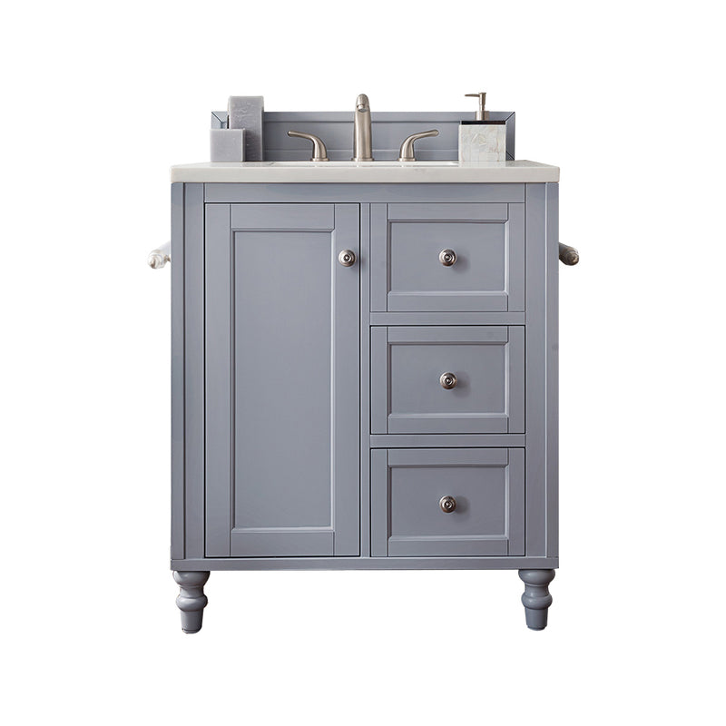 James Martin Copper Cove Encore 30" Single Vanity Silver Gray with 3 cm Eternal Jasmine Pearl Quartz Top 301-V30-SL-3EJP