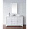 James Martin Savannah 60" Single Vanity Cabinet Bright White with 3 cm Classic White Quartz Top 238-104-V60S-BW-3CLW