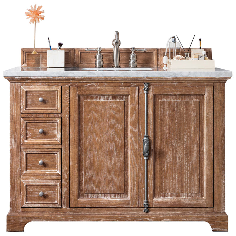 James Martin Providence 48" Driftwood Single Vanity with 3 cm Carrara Marble Top 238-105-5211-3CAR