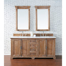 James Martin Providence 72" Double Vanity Cabinet Driftwood with 3 cm Classic White Quartz Top 238-105-5711-3CLW