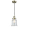 Canton Mini Pendant shown in the Antique Brass finish with a Clear shade