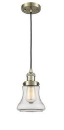 Innovations Lighting Bellmont 1-100 watt 6.5 inch Antique Brass Mini Pendant with Clear glass 201CABG192