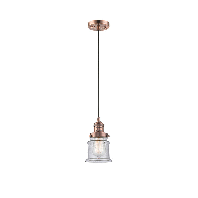 Halophane Mini Pendant shown in the Antique Brass finish with a Matte White Halophane shade