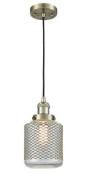 Innovations Lighting Stanton 1-100 watt 6 inch Antique Brass Mini Pendant with Vintage Wire Mesh glass 201CABG262