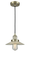 Innovations Lighting Halophane 1-100 watt 10 inch Antique Brass Mini Pendant with Halophane glass 201CABG2