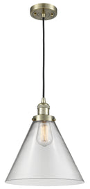 Innovations Lighting X-Large Cone 1-100 watt 12" Antique Brass Mini Pendant with Clear glass 201CABG42L