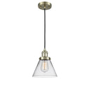 Cone Mini Pendant shown in the Antique Brass finish with a Clear shade