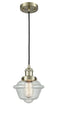 Innovations Lighting Small Oxford 1-100 watt 8 inch Antique Brass Mini Pendant with Seedy glass 201CABG534