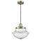 Oxford Mini Pendant shown in the Antique Brass finish with a Seedy shade