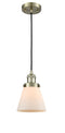 Innovations Lighting Small Cone 1-100 watt 6 inch Antique Brass Mini Pendant with Matte White Cased glass 201CABG61