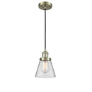 Cone Mini Pendant shown in the Antique Brass finish with a Clear shade