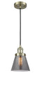 Innovations Lighting Small Cone 1-100 watt 6 inch Antique Brass Mini Pendant with Smoked glass 201CABG63