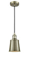 Innovations Lighting Addison 1-100 watt 5 inch Antique Brass Mini Pendant with Brushed Brass Addison shades  201CABM9AB