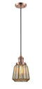 Innovations Lighting Chatham 1-100 watt 6 inch Antique Copper Mini Pendant with Mercury Fluted glass 201CACG146