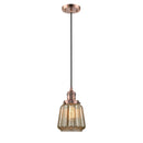 Chatham Mini Pendant shown in the Antique Copper finish with a Mercury shade