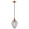 Geneseo Mini Pendant shown in the Antique Copper finish with a Clear Crackled shade