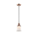 Canton Mini Pendant shown in the Antique Copper finish with a Matte White shade