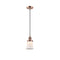 Canton Mini Pendant shown in the Antique Copper finish with a Matte White shade