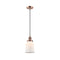 Canton Mini Pendant shown in the Antique Copper finish with a Matte White shade