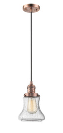 Innovations Lighting Bellmont 1-100 watt 6 inch Antique Copper Mini Pendant with Seedy glass 201CACG194