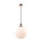 Beacon Mini Pendant shown in the Antique Copper finish with a Matte White shade