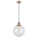 Beacon Mini Pendant shown in the Antique Copper finish with a Clear shade