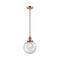 Beacon Mini Pendant shown in the Antique Copper finish with a Seedy shade