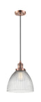 Innovations Lighting Seneca Falls 1-100 watt 9.5 inch Antique Copper Pendant with Clear glass 201CACG222