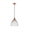 Seneca Falls Mini Pendant shown in the Antique Copper finish with a Clear Halophane shade