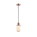 Dover Mini Pendant shown in the Antique Copper finish with a Matte White shade