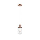 Dover Mini Pendant shown in the Antique Copper finish with a Seedy shade