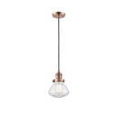 Olean Mini Pendant shown in the Antique Copper finish with a Clear shade