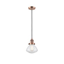 Olean Mini Pendant shown in the Antique Copper finish with a Seedy shade