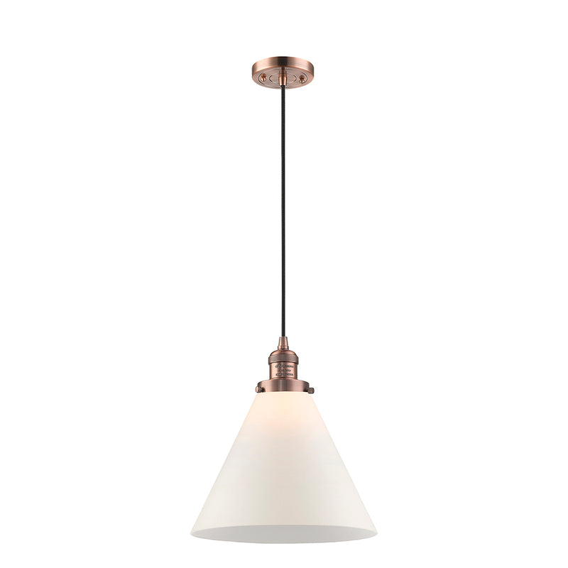 Cone Mini Pendant shown in the Antique Copper finish with a Matte White shade