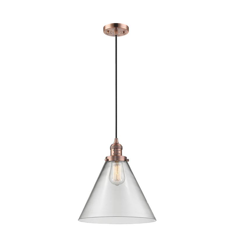 Cone Mini Pendant shown in the Antique Copper finish with a Clear shade