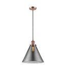 Cone Mini Pendant shown in the Antique Copper finish with a Plated Smoke shade