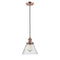 Cone Mini Pendant shown in the Antique Copper finish with a Seedy shade