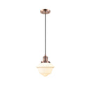 Oxford Mini Pendant shown in the Antique Copper finish with a Matte White shade