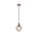 Oxford Mini Pendant shown in the Antique Copper finish with a Seedy shade