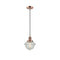 Oxford Mini Pendant shown in the Antique Copper finish with a Seedy shade