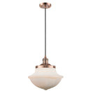 Oxford Mini Pendant shown in the Antique Copper finish with a Matte White shade