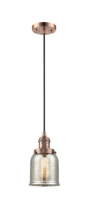 Innovations Lighting Small Bell 1-100 watt 5 inch Antique Copper Mini Pendant with Silver Plated Mercury glass 201CACG58