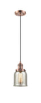 Innovations Lighting Small Bell 1-100 watt 5 inch Antique Copper Mini Pendant with Silver Plated Mercury glass 201CACG58