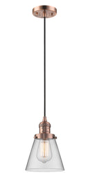 Innovations Lighting Small Cone 1-100 watt 6 inch Antique Copper Mini Pendant with Clear glass 201CACG62