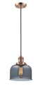 Innovations Lighting Large Bell 1-100 watt 8 inch Antique Copper Mini Pendant with Smoked glass 201CACG73