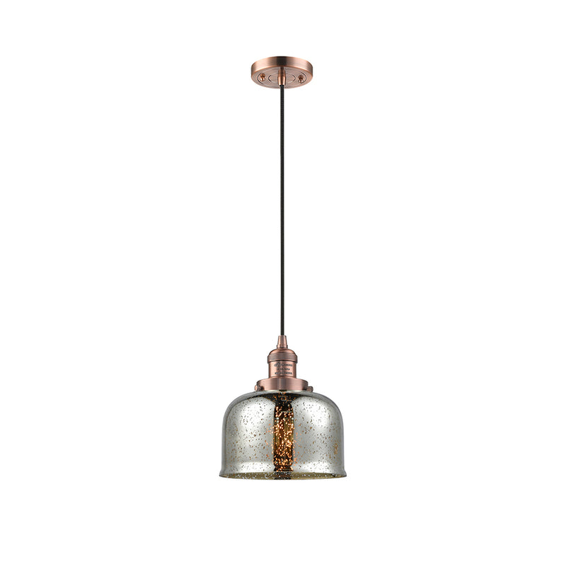 Bell Mini Pendant shown in the Antique Copper finish with a Silver Plated Mercury shade