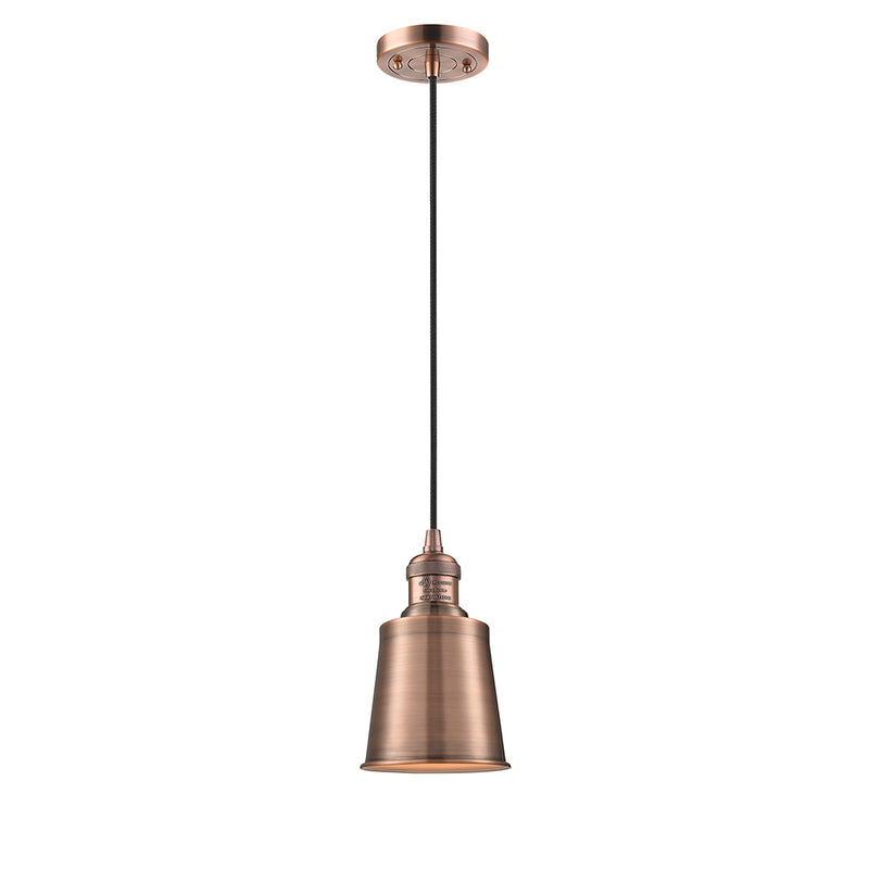 Addison Mini Pendant shown in the Antique Copper finish with a Antique Copper shade